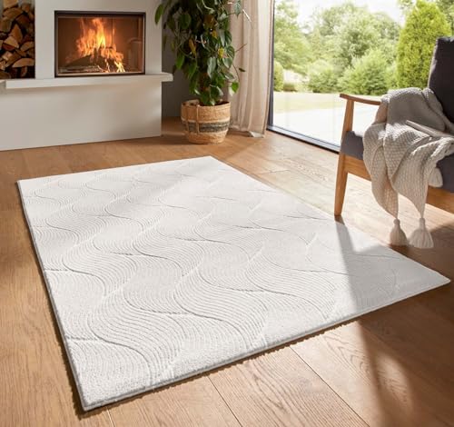 Taracarpet Kurzflor Boho Skandi Polyester Teppich in 3D Optik waschbar, pflegeleicht und robust ideal fürs Wohnzimmer, Schlafzimmer und Kinderzimmer auch als Badematte Creme Düne 240X340 cm Taracarpet Kurzflor Boho Skandi Polyester Teppich in 3D Optik waschbar, pflegeleicht und robust ideal fürs Wohnzimmer, Schlafzimmer und Kinderzimmer auch als Badematte Creme Düne 240X340 cm von Taracarpet