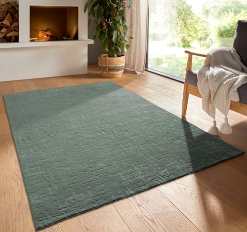 Taracarpet Kurzflor Boho Vintage Teppich waschbar, pflegeleicht geeignet für Wohnzimmer, Schlafzimmer und Kinderzimmer Kinderteppich auch als Badematte Badzimmerteppich Grün Vintage 160x230 cm von Taracarpet