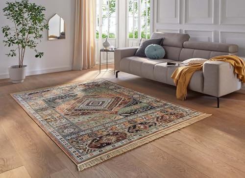 Taracarpet Kurzflor Designer Teppich modern Orientteppich für Wohnzimmer Schlafzimmer und Esszimmer heriz rot 95x140 cm von Taracarpet