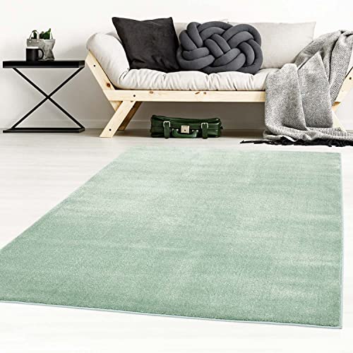 Taracarpet Kurzflor-Designer Uni Teppich extra weich fürs Wohnzimmer, Schlafzimmer, Esszimmer oder Kinderzimmer Gala Mint grün 120x170 cm von Taracarpet