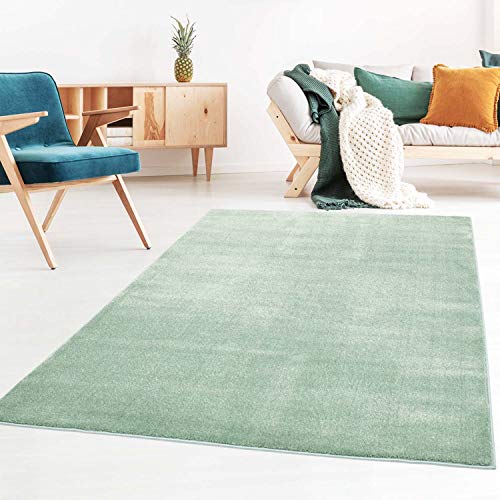 Taracarpet Kurzflor-Designer Uni Teppich extra weich fürs Wohnzimmer, Schlafzimmer, Esszimmer oder Kinderzimmer Gala Mint grün 160x230 cm von Taracarpet