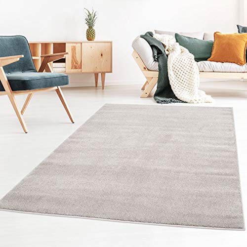 Taracarpet Kurzflor-Designer Uni Teppich extra weich fürs Wohnzimmer, Schlafzimmer, Esszimmer oder Kinderzimmer Gala grau 140x200 cm von Taracarpet