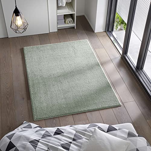 Taracarpet Kurzflor Flachgewebe Teppich für Wohnzimmer, Kinderzimmer und Schlafzimmer Einfarbig Uni Mint Grün 120x170 cm von Taracarpet
