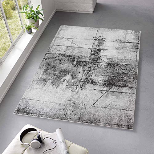 Taracarpet Kurzflor Teppich fürs Wohnzimmer Schlafzimmer und das Kinderzimmer Moderner Designerteppich TC-Fashion 6111 Vintage in grau 140x200 cm von Taracarpet