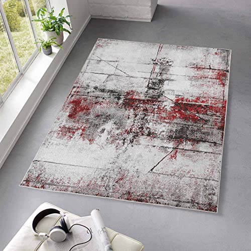 Taracarpet Kurzflor Teppich fürs Wohnzimmer Schlafzimmer und das Kinderzimmer Moderner Designerteppich TC-Fashion 6111 Vintage in rot 120x160 cm von Taracarpet