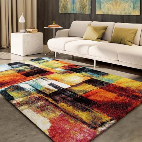Taracarpet Moderner Designer Kurzflor Teppich bunt Multi fürs Wohnzimmer Schlafzimmer und Kinderzimmer Vision Atrium 120x170 cm von Taracarpet