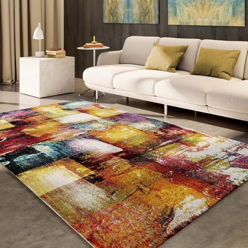 Taracarpet Moderner Designer Kurzflor Teppich bunt Multi fürs Wohnzimmer Schlafzimmer und Kinderzimmer Vision Square 160x230 cm von Taracarpet