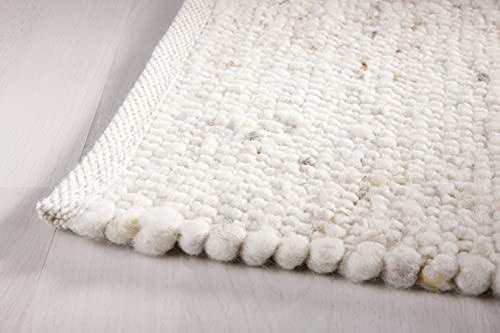 Taracarpet Moderner Landhaus Teppich Handwebteppich Fjord aus hochwertiger Schurwolle beidseitig legbar echte Handarbeit Farbe 1 Natur meliert 130x200 cm von Taracarpet