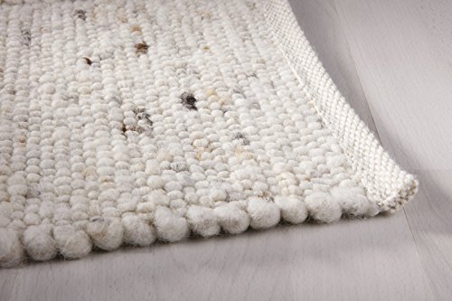 Taracarpet Moderner Landhaus Teppich Handwebteppich Fjord aus hochwertiger Schurwolle beidseitig legbar echte Handarbeit Farbe 131 Natur karamell meliert 060x120 cm von Taracarpet