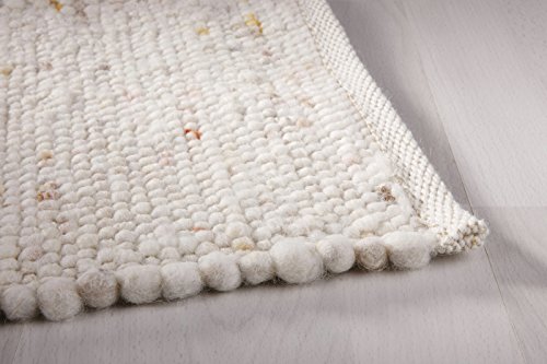 Taracarpet Moderner Landhaus Teppich Handwebteppich Fjord aus hochwertiger Schurwolle beidseitig legbar echte Handarbeit Farbe 161 Natur Terra terrakotta meliert 090x180 cm von Taracarpet