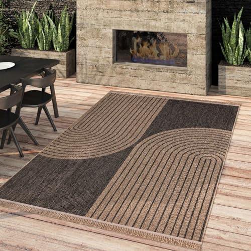 Taracarpet Outdoor & Indoor Teppich wetterfest Borneo Premium Sisal-Jute-Optik Natur für Wohnzimmer, Küche, Balkon, Wintergarten Welle anthrazit 120x160 cm Taracarpet Outdoor & Indoor Teppich wetterfest Borneo Premium Sisal-Jute-Optik Natur für Wohnzimmer, Küche, Balkon, Wintergarten Welle anthrazit 120x160 cm von Taracarpet
