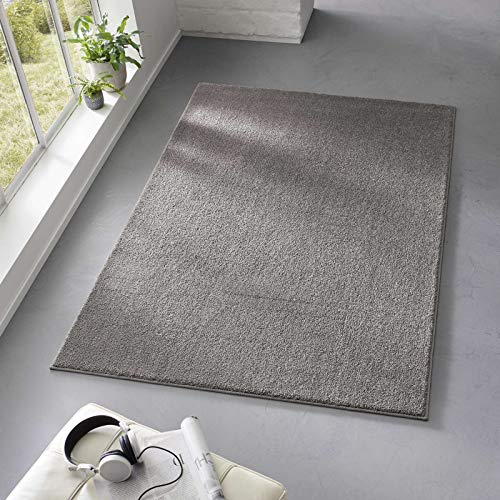 Taracarpet Teppich Kurzflor weicher Designer Uni Bodenbelag Madrid fürs Wohnzimmer, Kinderzimmer, Schlafzimmer und die Küche geeignet Anthrazit Dunkelgrau 240x340 cm von Taracarpet