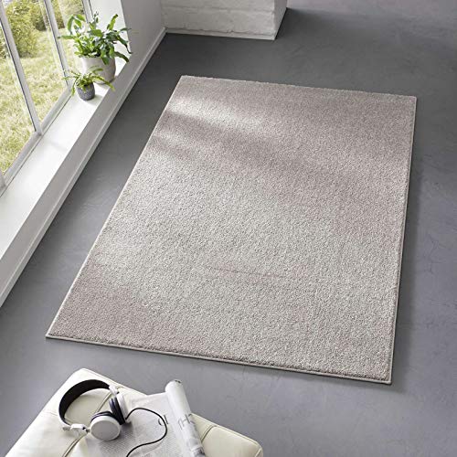 Taracarpet Teppich Kurzflor weicher Designer Uni Bodenbelag Madrid fürs Wohnzimmer, Kinderzimmer, Schlafzimmer und die Küche geeignet Grau Silber 080x250 cm von Taracarpet