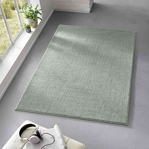 Taracarpet Teppich Kurzflor weicher Designer Uni Bodenbelag Madrid fürs Wohnzimmer, Kinderzimmer, Schlafzimmer und die Küche geeignet Mint Grün 080x250 cm von Taracarpet