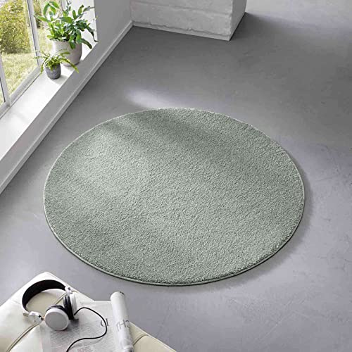 Taracarpet Teppich Kurzflor weicher Designer Uni Bodenbelag Madrid fürs Wohnzimmer, Kinderzimmer, Schlafzimmer und die Küche geeignet Mint Grün 160 cm rund von Taracarpet