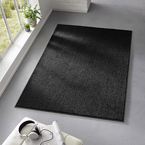 Taracarpet Teppich Kurzflor weicher Designer Uni Bodenbelag Madrid fürs Wohnzimmer, Kinderzimmer, Schlafzimmer und die Küche geeignet Schwarz 280x380 cm von Taracarpet