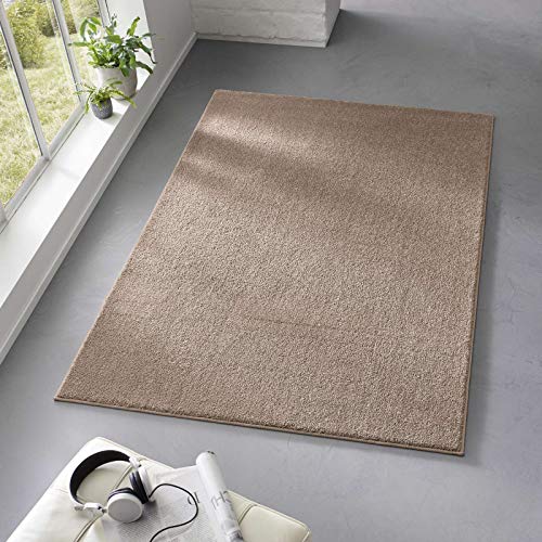 Taracarpet Teppich Kurzflor weicher Designer Uni Bodenbelag Madrid fürs Wohnzimmer, Kinderzimmer, Schlafzimmer und die Küche geeignet Taupe 080x150 cm von Taracarpet