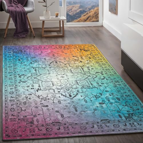 Taracarpet Teppich Kurzflorteppich, Wohnzimmerteppich, Orientteppich aus Polyester n Regenbogenfarben absolut Modern fürs Wohnzimmer Schlafzimmer Kinderzimmer Heriz Multi 160x230 cm Taracarpet Teppich Kurzflorteppich, Wohnzimmerteppich, Orientteppich aus Polyester n Regenbogenfarben absolut Modern fürs Wohnzimmer Schlafzimmer Kinderzimmer Heriz Multi 160x230 cm von Taracarpet