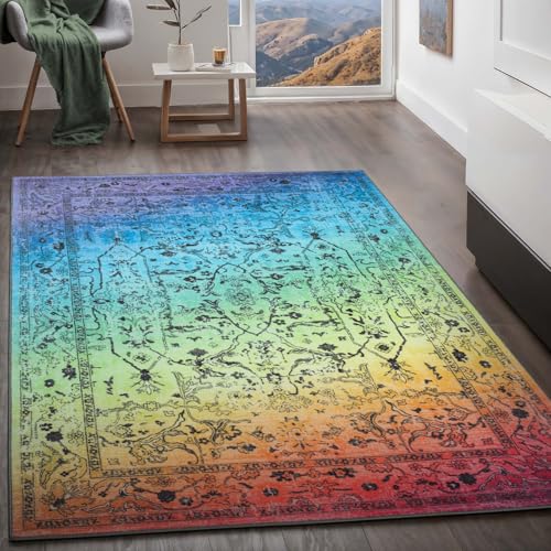 Taracarpet Teppich Kurzflorteppich, Wohnzimmerteppich, Orientteppich aus Polyester n Regenbogenfarben absolut Modern fürs Wohnzimmer Schlafzimmer Kinderzimmer Oriental Multi 200x290 cm Taracarpet Teppich Kurzflorteppich, Wohnzimmerteppich, Orientteppich aus Polyester n Regenbogenfarben absolut Modern fürs Wohnzimmer Schlafzimmer Kinderzimmer Oriental Multi 200x290 cm von Taracarpet