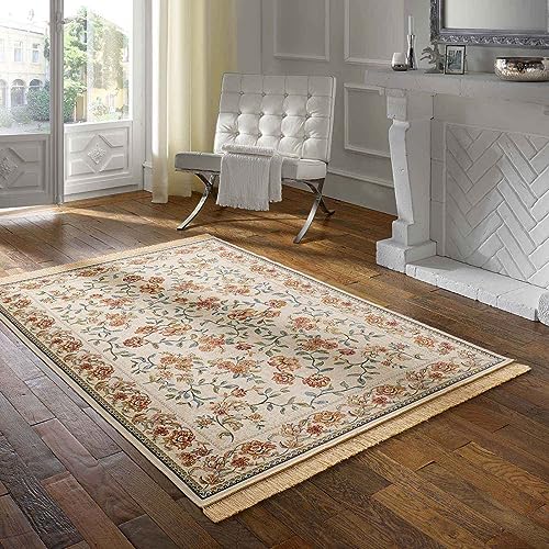 Taracarpet Teppich Palazzo Royal Antique Roses Creme 067x210 cm Kurzflor Orientteppich für Wohnzimmer Esszimmer und Schlafzimmer von Taracarpet