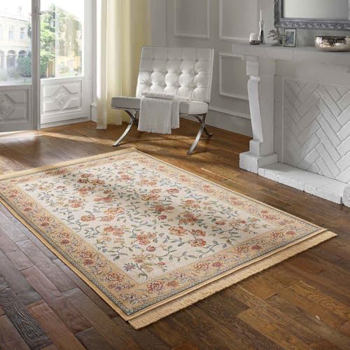 Taracarpet Teppich Palazzo Royal Antique Roses beige 095x140 cm Kurzflor Orientteppich für Wohnzimmer Esszimmer und Schlafzimmer von Taracarpet