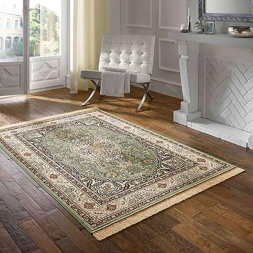 Taracarpet Teppich Palazzo Royal Lilian grün 067x105 cm Kurzflor Orientteppich für Wohnzimmer Esszimmer und Schlafzimmer von Taracarpet