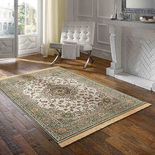 Taracarpet Teppich Palazzo Royal Täbriz grün 067x105 cm Kurzflor Orientteppich für Wohnzimmer Esszimmer und Schlafzimmer von Taracarpet