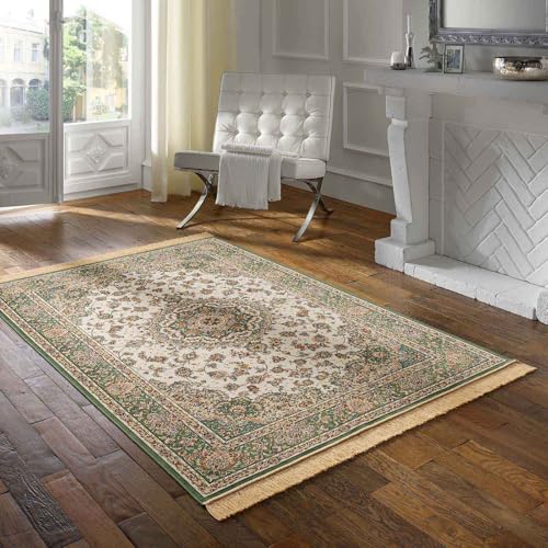 Taracarpet Teppich Palazzo Royal Täbriz grün 195x300 cm Kurzflor Orientteppich für Wohnzimmer Esszimmer und Schlafzimmer von Taracarpet