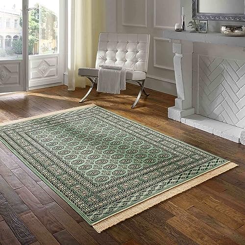 Taracarpet Teppich Palazzo Royal Vintage Bouchara grün 067x105 cm Kurzflor Orientteppich für Wohnzimmer Esszimmer und Schlafzimmer von Taracarpet