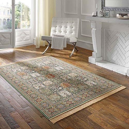 Taracarpet Teppich Palazzo Royal Vintage Felder Moud grün 067x105 cm Kurzflor Orientteppich für Wohnzimmer Esszimmer und Schlafzimmer von Taracarpet