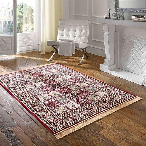 Taracarpet Teppich Palazzo Royal Vintage Felder Moud rot 095x140 cm Kurzflor Orientteppich für Wohnzimmer Esszimmer und Schlafzimmer von Taracarpet