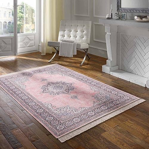 Taracarpet Teppich Palazzo Royal Vintage Medaillon Rose 067x105 cm Kurzflor Orientteppich für Wohnzimmer Esszimmer und Schlafzimmer von Taracarpet