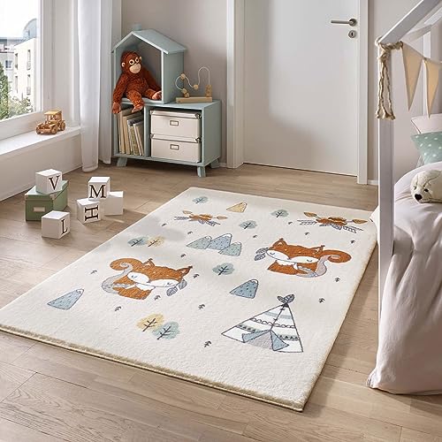 Taracarpet Teppich für das Kinderzimmer Kinderzimmerteppich und Jugendzimmerteppich Soft Kids kuschelig weich in verschiedenen Designs Eichhörnchen braun 160x230 cm von Taracarpet