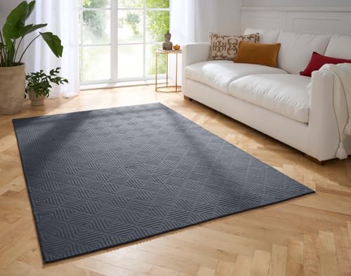Taracarpet Weicher Kurzflor Designer Teppich in Hasenfell-Optik Supersoft ideal fürs Wohnzimmer Schlafzimmer und Kinderzimmer kacheln anthrazit 080x150 cm von Taracarpet