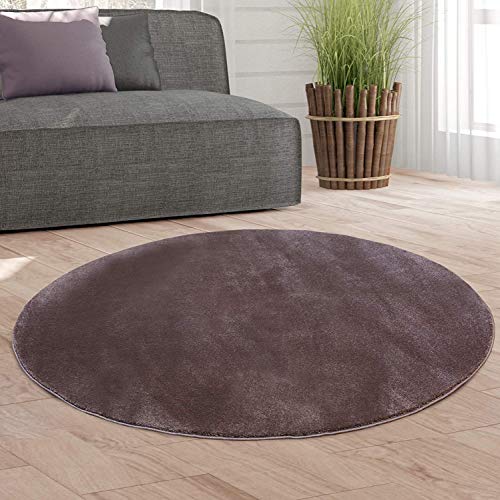 Taracarpet Weicher Kurzflor Designer Teppich modern für Wohnzimmer, Schlafzimmer, Kinderzimmer und Arbeitszimmer braun 150x150 cm rund von Taracarpet