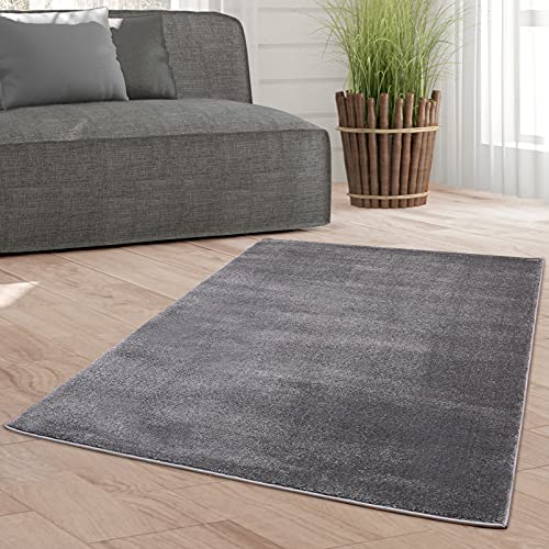 Taracarpet Weicher Kurzflor Designer Teppich modern für Wohnzimmer, Schlafzimmer, Kinderzimmer und Arbeitszimmer dunkelgrau 060x090 cm von Taracarpet