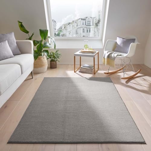 Teppich Kurzflor waschbar sehr weich für Wohnzimmer Esszimmer und Kinderzimmer Flachflor Uni Einfarbig grau 160x220 cm Teppich Kurzflor waschbar sehr weich für Wohnzimmer Esszimmer und Kinderzimmer Flachflor Uni Einfarbig grau 160x220 cm von Taracarpet