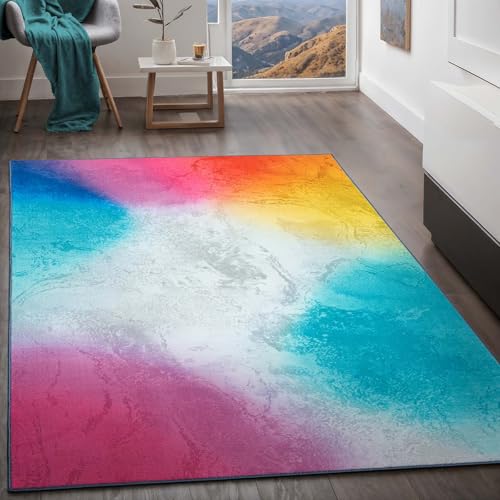 Teppich Kurzflorteppich, Wohnzimmerteppich aus Polyester in regenbogenfarben, graffiti absolut Modern fürs Wohnzimmer, Schlafzimmer, Kinderzimmer und Jugendzimmer Marmor multi bunt 200x290 cm Teppich Kurzflorteppich, Wohnzimmerteppich aus Polyester in regenbogenfarben, graffiti absolut Modern fürs Wohnzimmer, Schlafzimmer, Kinderzimmer und Jugendzimmer Marmor multi bunt 200x290 cm von Taracarpet