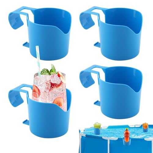 4 Stück Pool Getränkehalter Poolrand Getränke Halter Pool, Multifunktionaler Getränkehalter Poolrand, Für Abstellen Von Getränken Und Gegenständen (Blau) von Tarange