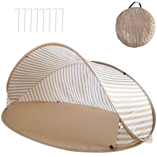 Strandmuschel Baby Uv Schutz 50, Tragbar Windschutz Strand Zelt, 2-3 Personen Strandmuschel Pop Up, Strandzelt, Kleines Packmaß, Inkl. Tragetasche Und Bodenheringe (A) von Tarange