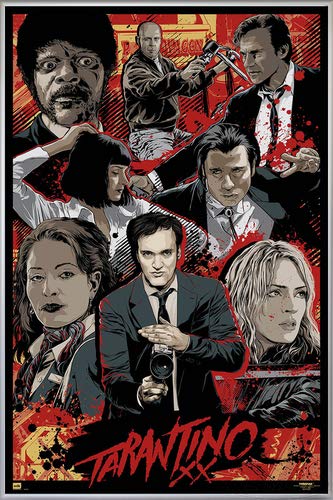 Tarantino XX Poster Movie Artwork (93x62 cm) gerahmt in: Rahmen Silber matt von Tarantino
