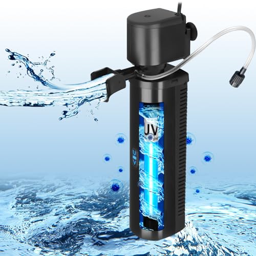 Aquarium U-V Filter Pumpe für 150-560 Liter Becken, 7W Anti Algen U-V Klärer Innenfilter Tauchpumpe 1500L/h Kristallklar Algenvernichter Wasserpumpe für Süß- und Salzwasser Aquarien von Tararium