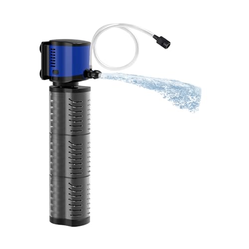Tararium 4-in-1 Tauchpumpe Aquarium Filter 260GPH (1000L/h) für 100-300 Liter - Leise Innenfilter für Süßwasser/Meerwasser, Schildkrötenbecken & Teiche mit Trockenlaufschutz von Tararium