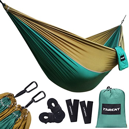Tarent Hängematte Outdoor Ultraleicht mit Seilabdeckungen, 300kg Tragkraft Hammock (270x140 cm), Atmungsaktiver, Schnell Trocknender Nylon Fallschirm ，Hängematten, Camping Zubehör von Tarent