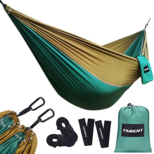 Tarent Hängematte Outdoor Ultraleicht mit Seilabdeckungen,300kg Tragkraft Hammock (270x140 cm),Atmungsaktiver,Schnell Trocknender Nylon Fallschirm，Hängematten von Tarent