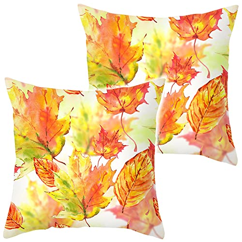 Targawerelax 2er-Set Dekokissen Kissenbezüge 45x45 cm, Couchüberwurf, Taille, quadratischer Kissenbezug, Kissenbezug für Zuhause, Auto, dekorativ, Samt, romantische Herbstblätter von Targawerelax