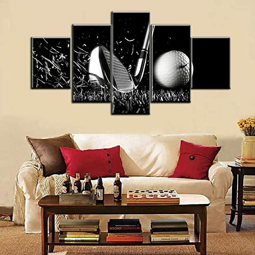 Targawerelax Druck Auf Leinwand 5 Stück Golf Golf Club Hitting Ball Leinwand Wand Kunstdruck Poster Home Decor Bilder Gemälde Druck Kein Rahmen 5 Panel 200x100cm von Targawerelax