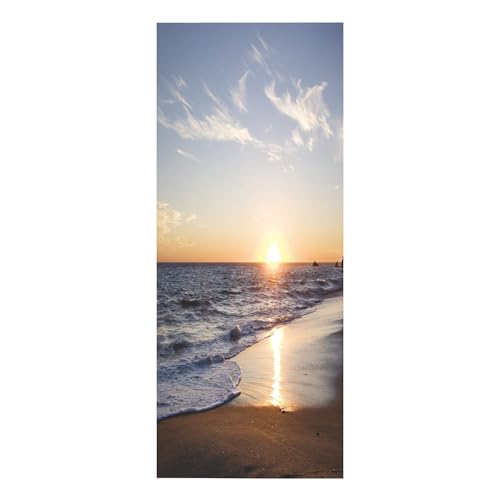 TüRtapete Selbstklebend TüRposter TüRaufkleber Tapete, Wandaufkleber für Schlafzimmer, Heimdekoration, wasserdicht, Premium Vinyl Upgrade, Sonnenuntergang, Strand, Meer, natürliche Landschaft von Targawerelax