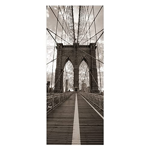 TüRtapete Selbstklebend TüRposter TüRaufkleber Tapete, Wandaufkleber für Schlafzimmer, Heimdekoration, wasserdicht, entfernbares Premium Vinyl Upgrade, graue New York Brooklyn Bridge von Targawerelax