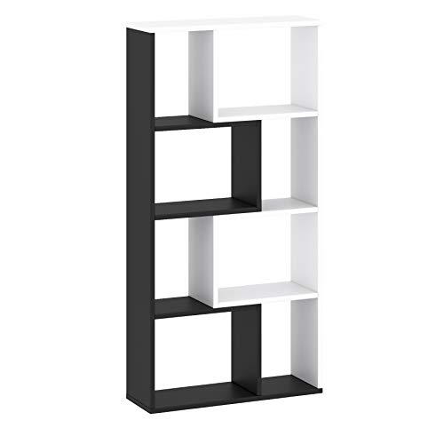 Target Home Bücherregal vielen Fächer Standregal Aktenregal Hochregal Aufbewahrung Regal horizontal/Vertical, an der Wand hängen/auf dem Boden stehend (60.2 x 120 x 20.1 cm, Weiß Schwarz) von Target Home